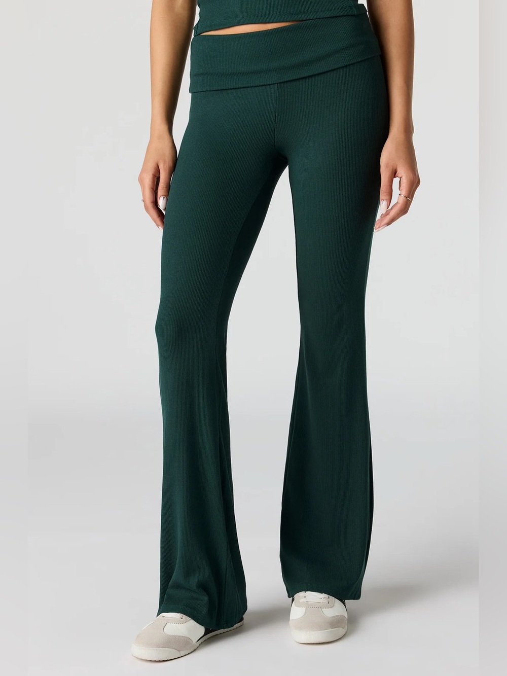 Soft Foldover Flare Pant - Deep Green - 32” inseam